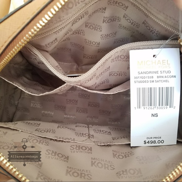 NWT Michael Kors Sandrine studded satchel Small - Picture 7 of 8